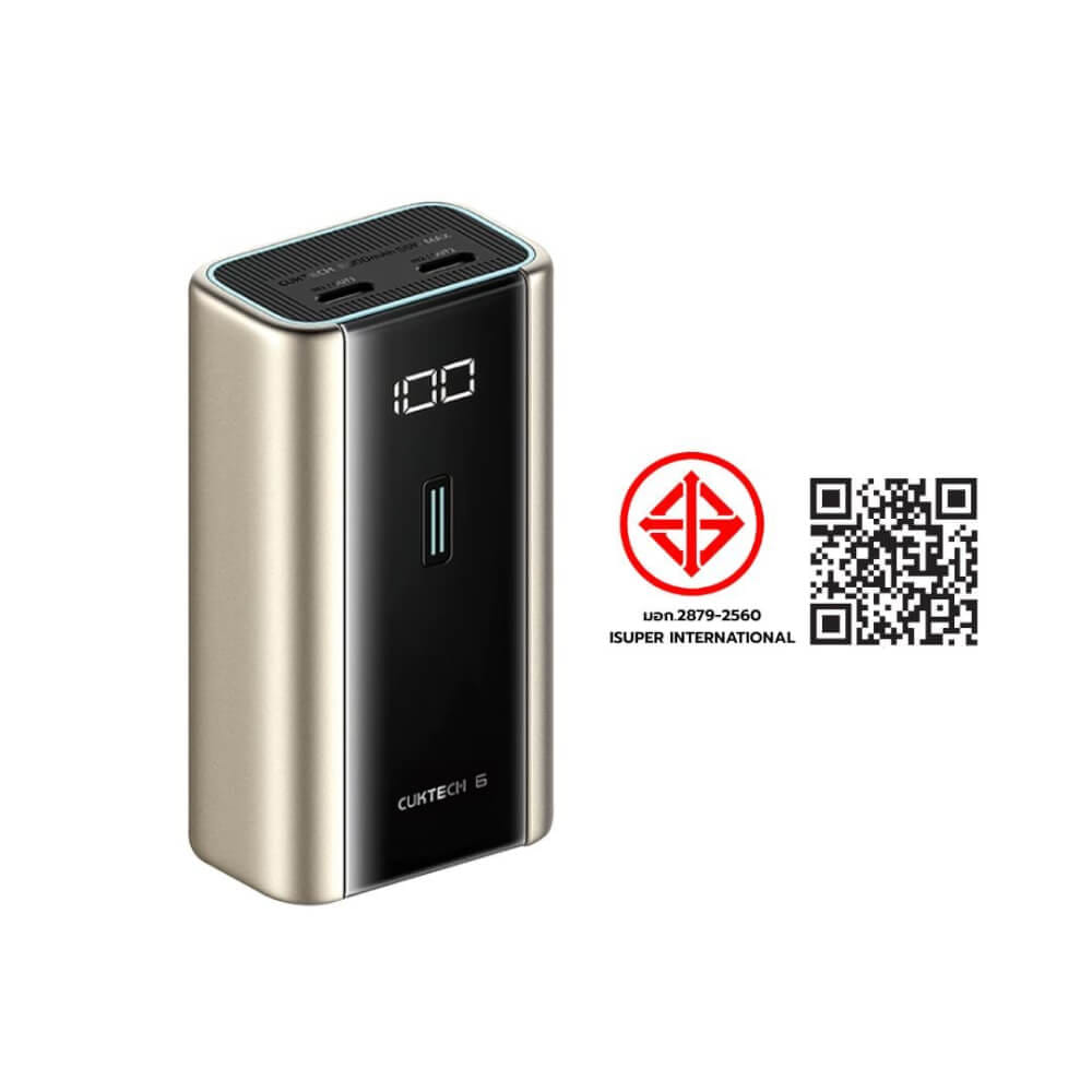 แบตเตอรี่สำรอง CUKTECH PB060 สีทองไทเทเนียม 6,000 MAH จ่ายไฟรวมสูงสุด 55W_11